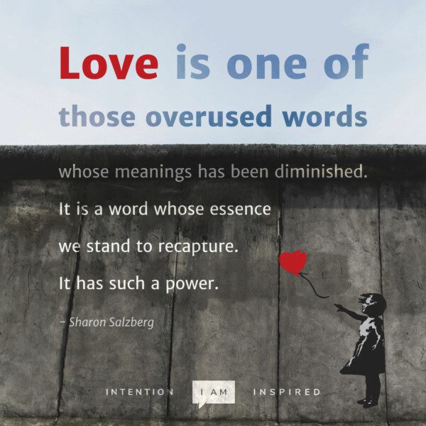 Love is one of those overused words whose meanings has been diminished. -Sharon Salzberg